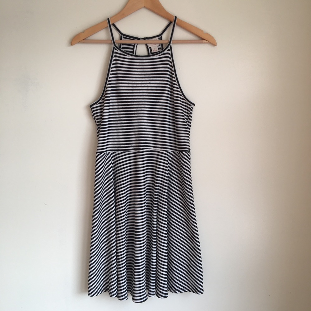 Mossimo B&W High Neck Ribbed Skater Dress